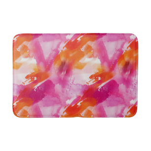 Aquarellfarbe Rosa Orange Abstrakt Badematte