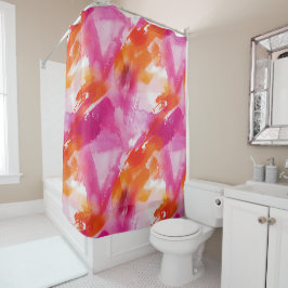 Aquarellfarbe Rosa Orange Abstrakt Duschvorhang