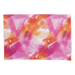 Aquarellfarbe Rosa Orange Abstrakt Kissenbezug