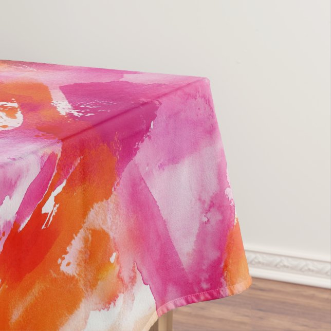 Aquarellfarbe Rosa Orange Abstrakt Tischdecke (Beispiel)
