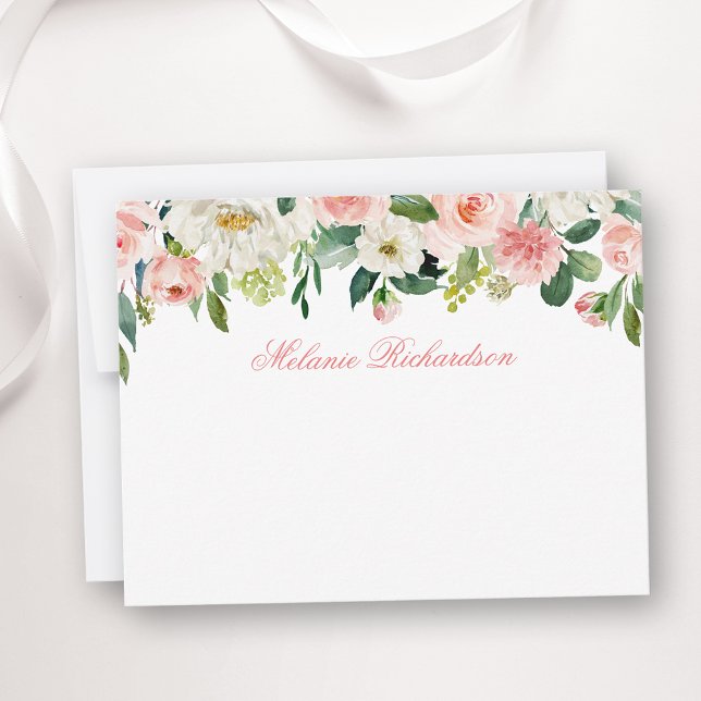 Aquarellfarbe Rosa Personalisiert Mitteilungskarte (Customize to change text size, color, style or to add more text to front or back of card.)