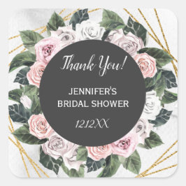 Aquarellfarbe Rosa und Gold Quadratischer Aufkleber