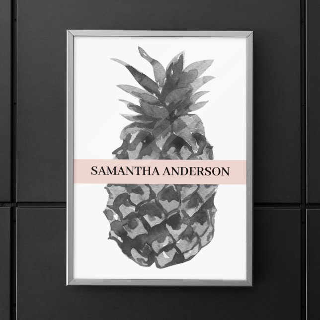 Aquarellfarbe Rosa und Graue Ananas | Ihr Name Poster (Von Creator hochgeladen)