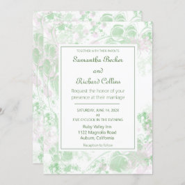 Aquarellfarbe Rosa und grüne botanische Hochzeit Einladung