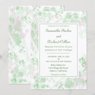 Aquarellfarbe Rosa und grüne botanische Hochzeit Einladung