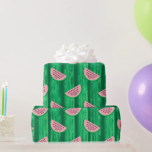Aquarellfarbe Rosa und grünes Wassermelone Muster Geschenkpapier