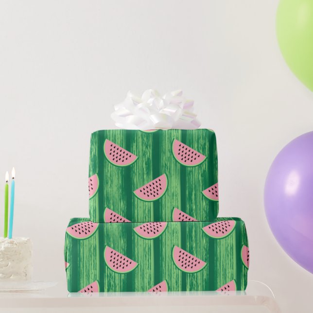 Aquarellfarbe Rosa und grünes Wassermelone Muster Geschenkpapier (Partygeschenke)