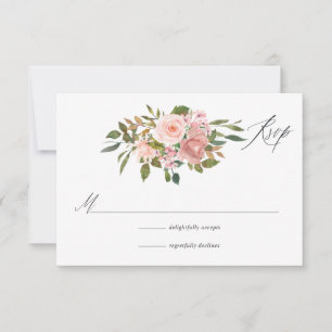 Aquarellfarbe Rosa und Rose Gold Rose Hochzeit RSVP Karte