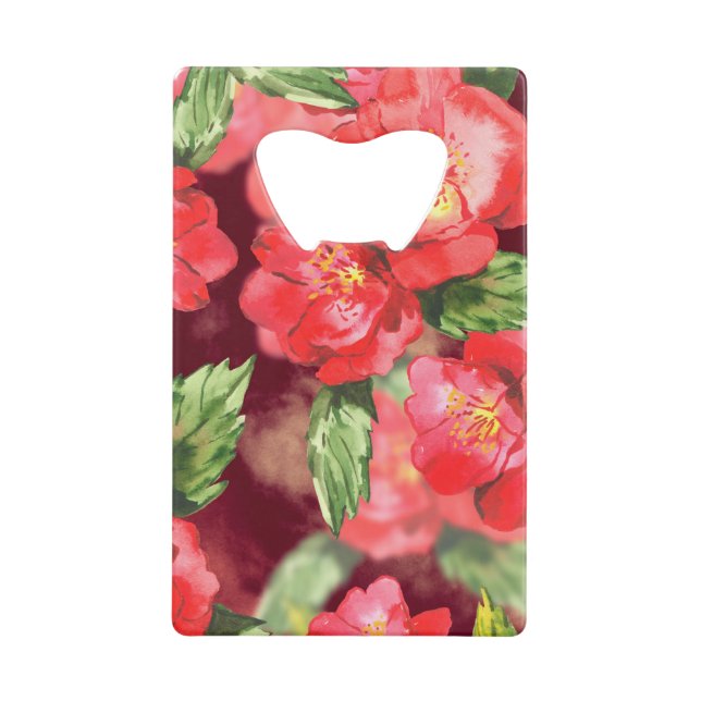 Aquarellfarbe Rosa und Rote Rosen Geldkarten Flaschenöffner (Vorderseite)