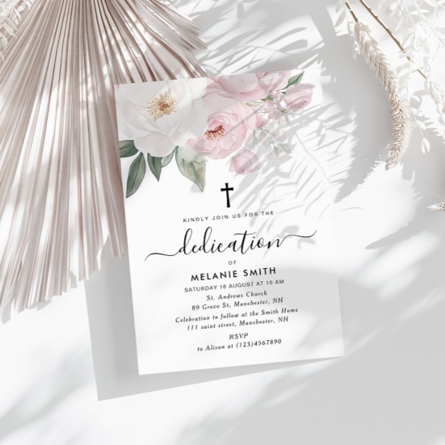 Aquarellfarbe Rosa und Weiß Blütendekoration Einladung (Von Creator hochgeladen)