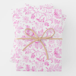 Aquarellfarbe Rosa und Weiße Blüte Geschenkpapier Set