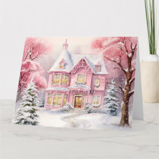 Aquarellfarbe Rosa Weihnachten Hintergrund Dankeskarte