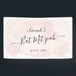 Aquarellfarbe Rosa x Gold Bat Mitzvah Banner<br><div class="desc">Dieses schicke und elegante Banner mit weißem Hintergrund mit rosa Pinselstrichen in Aquarell und Imitat goldenen Spritzern. Personalisieren Sie es für Ihre Bedürfnisse. Mehr passende Produkte finden Sie in meinem Geschäft.</div>