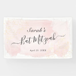 Aquarellfarbe Rosa x Gold Bat Mitzvah Banner