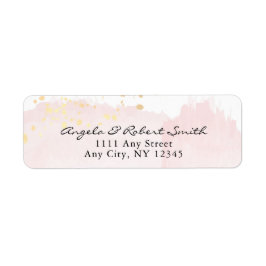 Aquarellfarbe Rosa x Gold Moderne Rücksendeadresse