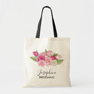 Aquarellfarbe Rosen Brautparty Bridesmaid Tasche