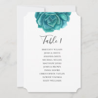 Aquarellfarbe sukkulent. Aquamarine Hochzeitstabel