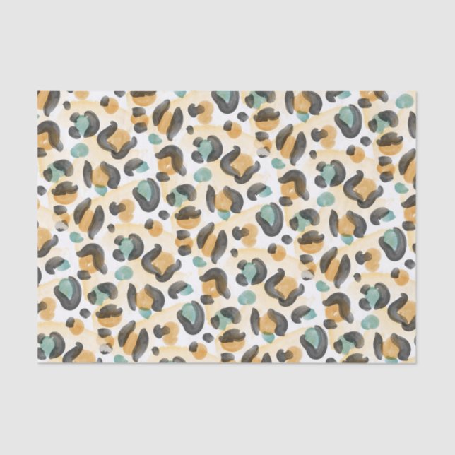 Aquarellfarbe Tierleopard Seidenpapier (Vorderseite)