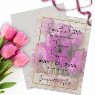 Aquarellfarbe Tulips Bouquet Save the Date Einladung