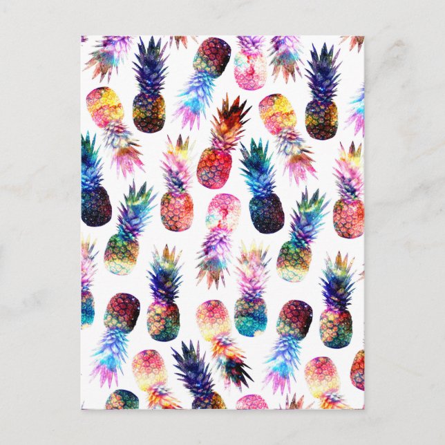 Aquarellfarbe und Nebula Ananas Illustration Postkarte (Vorderseite)