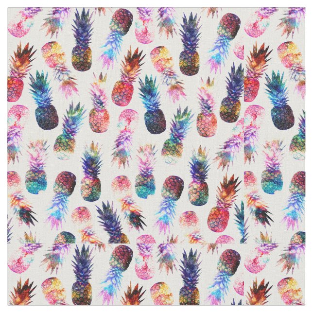 Aquarellfarbe und Nebula Ananas Illustration Stoff (Nahaufnahme)