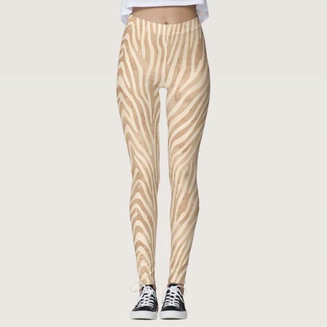 Aquarellfarbe Zebra Print Leggings (Vorderseite)