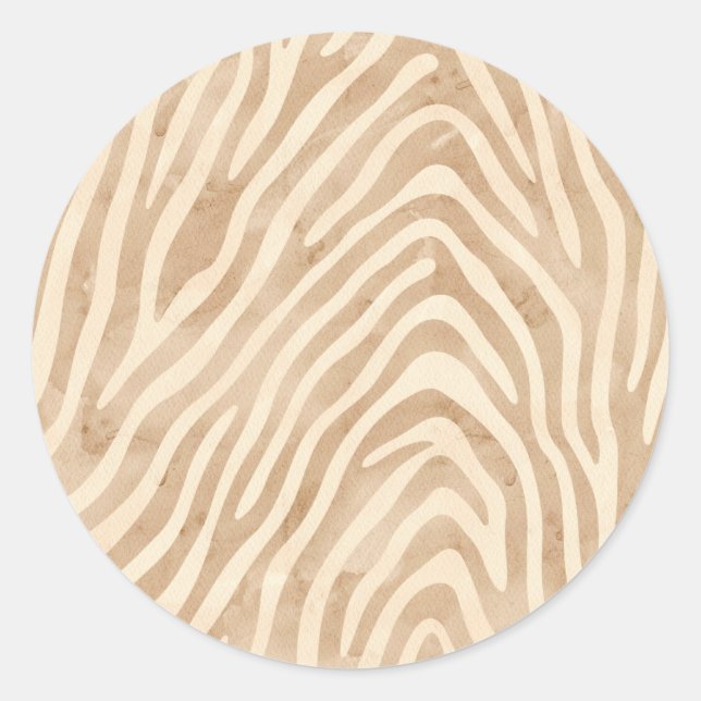 Aquarellfarbe Zebra Print Runder Aufkleber (Vorderseite)