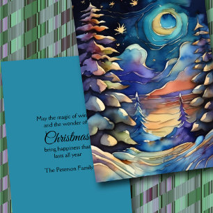 Aquarellfarben Abstrakt Winter Szene Weihnachten