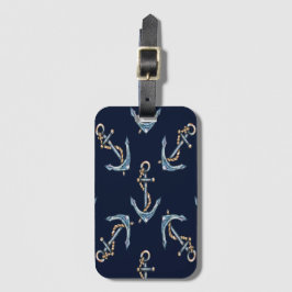Aquarellfarben Anchors Navy Blue Gepäckanhänger