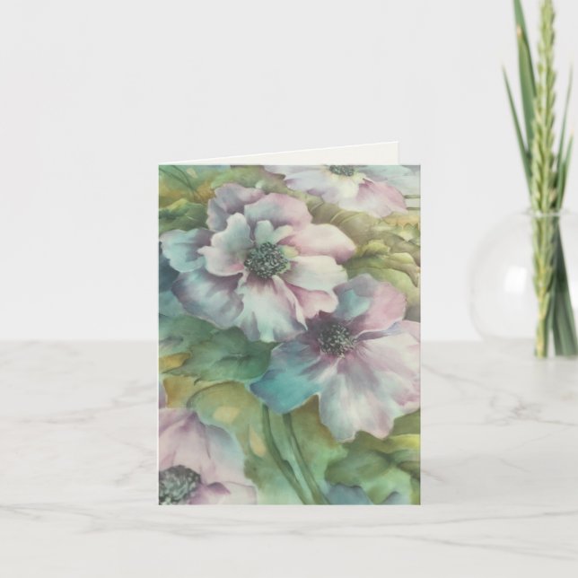 Aquarellfarben Anemones Blumendenken Dankeskarte (Vorderseite)