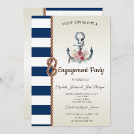 Aquarellfarben AnkerBlume Nautische Verlobung Einladung