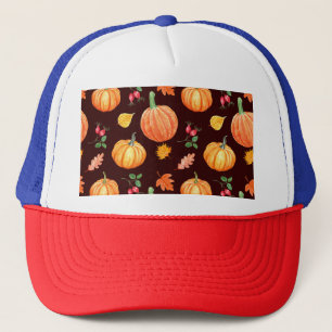 Aquarellfarben Autumn Pumpkin Floral Pattern Truckerkappe