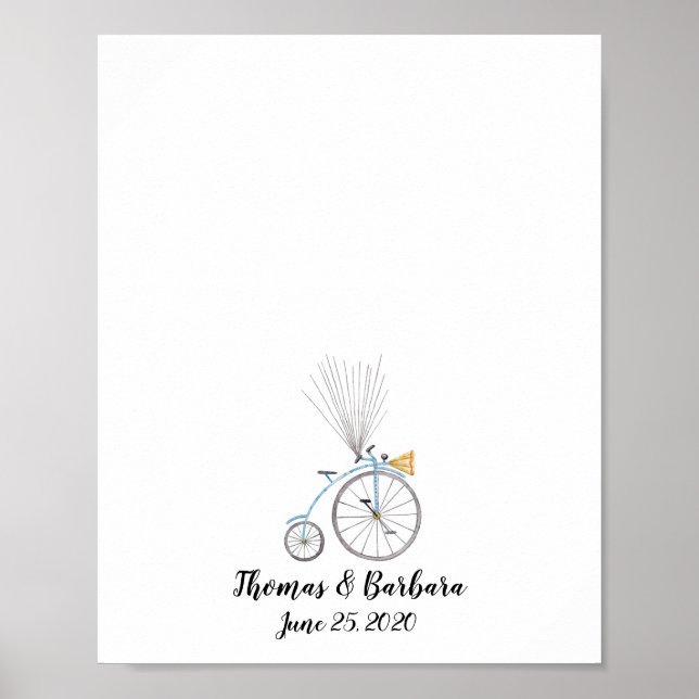 Aquarellfarben Bicycle Painting Fingerprint Gästeb Poster (Vorne)