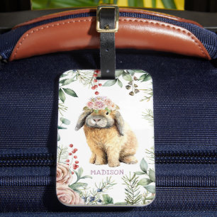Aquarellfarben Bläschen Kaninchen Personalisierter Gepäckanhänger
