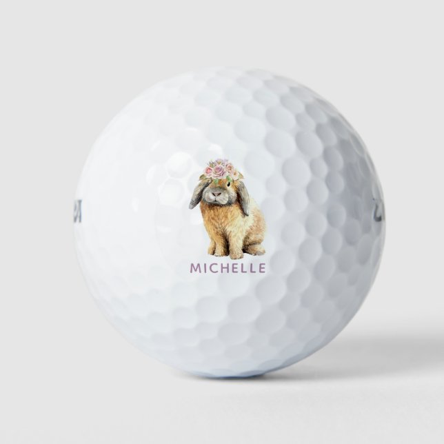 Aquarellfarben Bläschen Kaninchen Personalisierter Golfball (Vorderseite)
