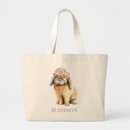 Aquarellfarben Bläschen Kaninchen Personalisierter Jumbo Stoffbeutel