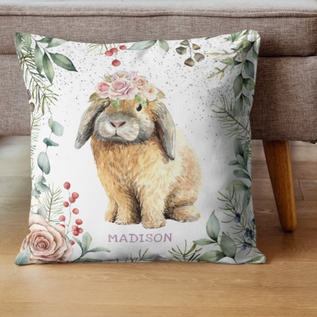 Aquarellfarben Bläschen Kaninchen Personalisierter Kissen (Von Creator hochgeladen)