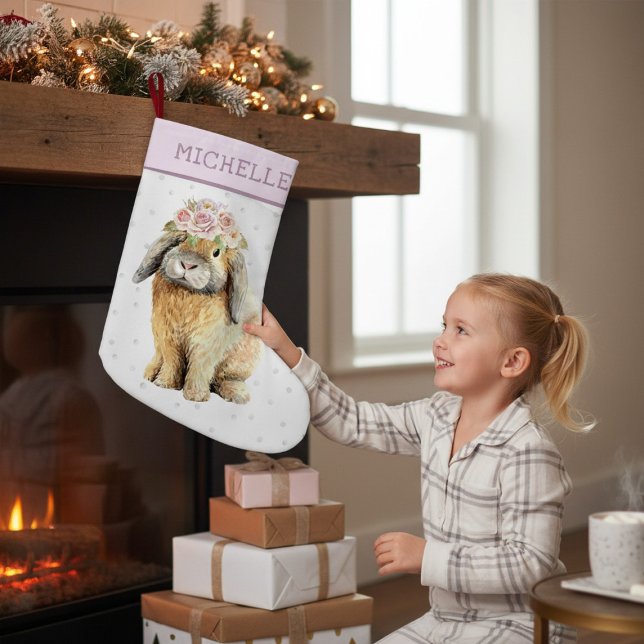 Aquarellfarben Bläschen Kaninchen Personalisierter Kleiner Weihnachtsstrumpf (Von Creator hochgeladen)