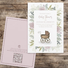 Aquarellfarben Bläschen Pink QR Code Geschenkkarte Einladung