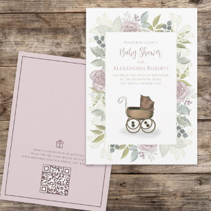 Aquarellfarben Bläschen Pink QR Code Geschenkkarte Einladung