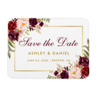 Aquarellfarben Bläserburgund Gold Save the Date