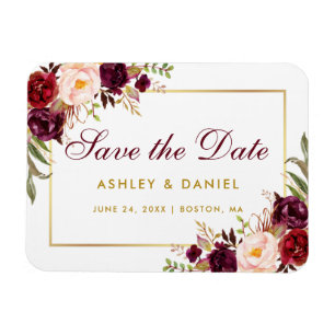Aquarellfarben Bläserburgund Gold Save the Date Magnet