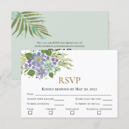 Aquarellfarben-Blätter 04b Hochzeitsszenario RSVP Karte