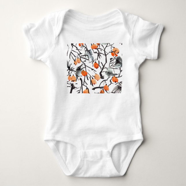 Aquarellfarben Blätter Baby Strampler (Vorderseite)