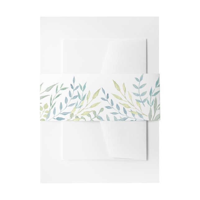 Aquarellfarben-Blätter bei Hochzeiten von Grünem H Einladungsbanderole (Vorderseite Beispiel)