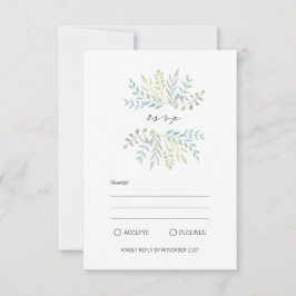 Aquarellfarben-Blätter bei Hochzeiten von Grünem H RSVP Karte