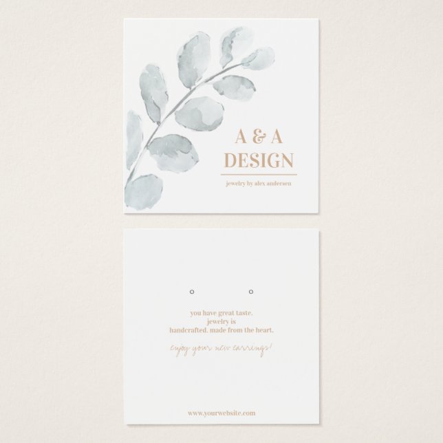 Aquarellfarben-Blätter, die Schmuckanzeigekarte ve (Vorne & Hinten)