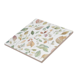 Aquarellfarben Blätter Grüne Erdtöne Fliese