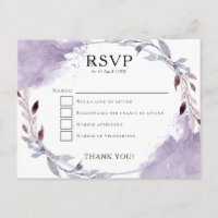 Aquarellfarben Blätter Lila Lilac Gray Wedding RSV