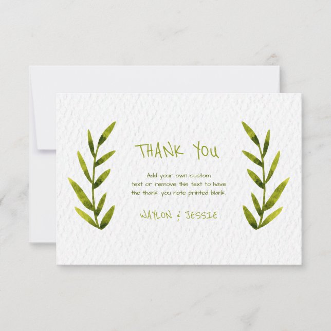 Aquarellfarben-Blätter Vielen Dank Karten (Vorderseite)